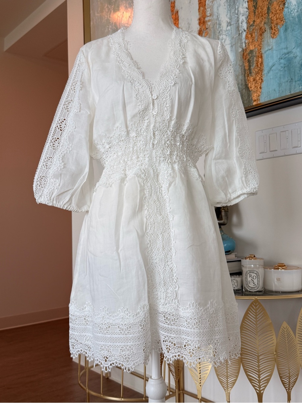 White Lace Trim Dress